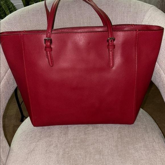 Coach Red Classic Leather Tote with Double Handles - Picture 2 of 11